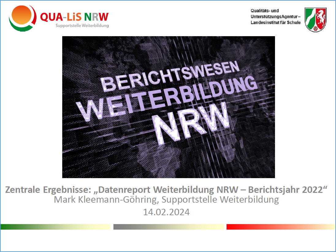 Download Zentrale Ergebnisse Datenreport Weiterbildung NRW - Bj 2022 (PDF; 1.8MB)