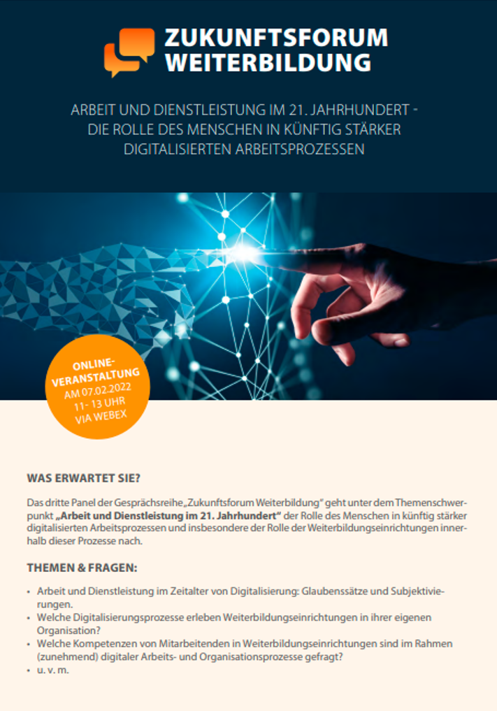 Zum Download: Flyer Panel 3 Zukunftsforum Weiterbildung (PDF, 252KB)