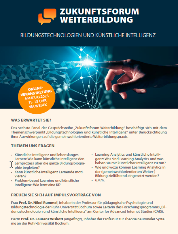 Zum Download: Flyer Panel 6 Zukunftsforum Weiterbildung (PDF, 223KB)